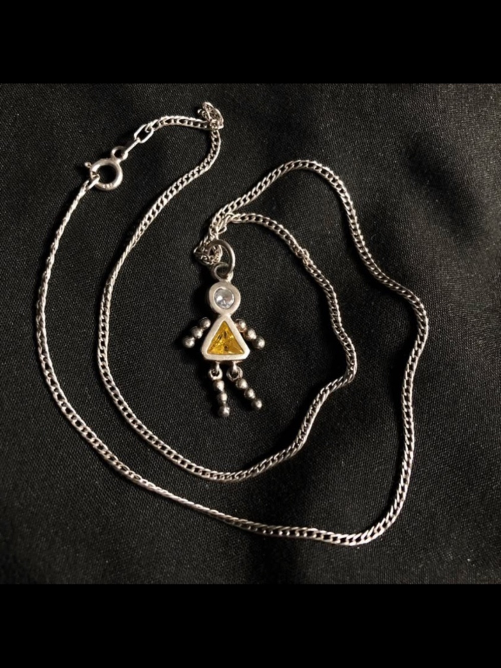 Vintage jewerly 925 silver birthstone necklace in yellow